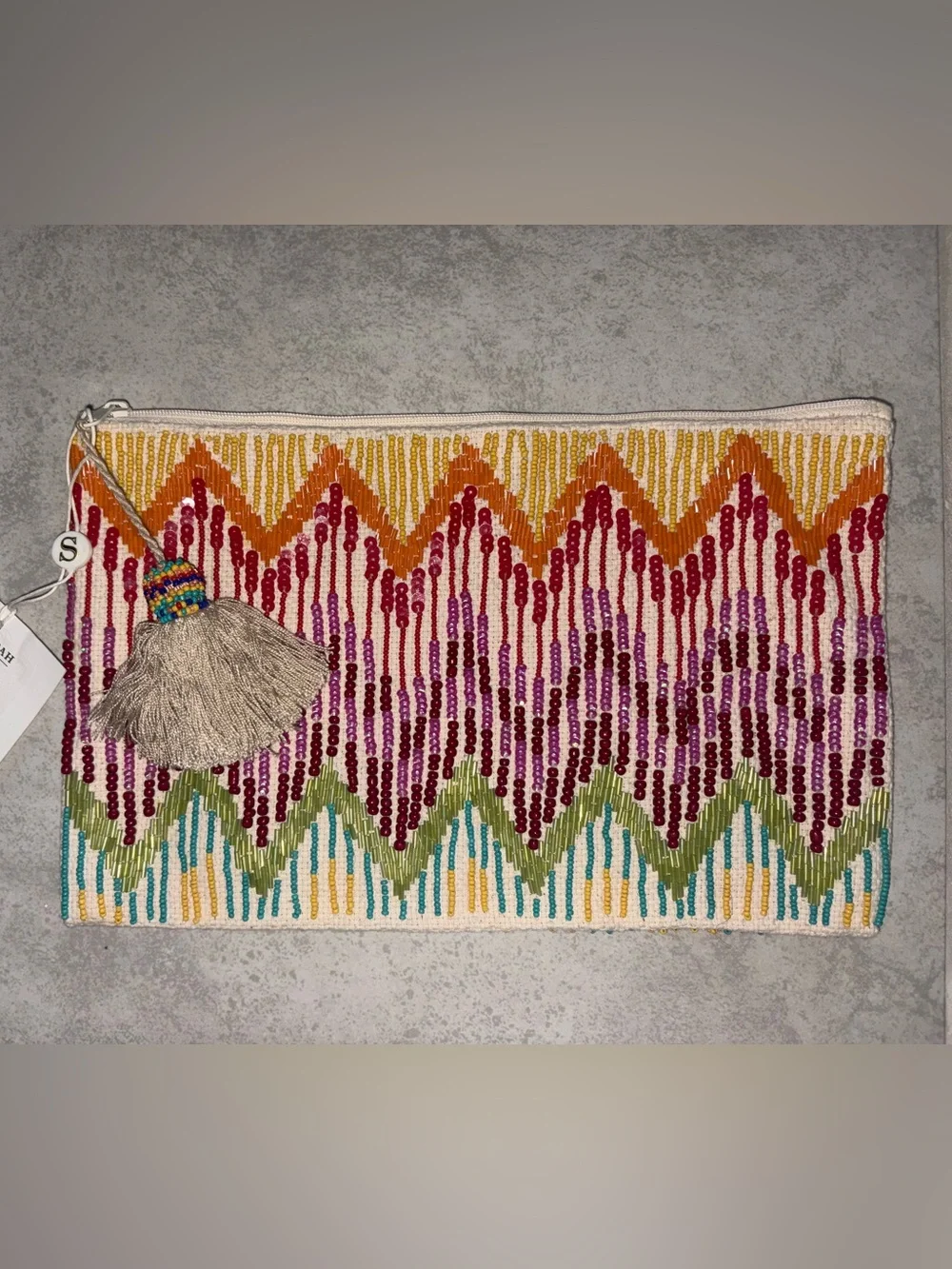 NWT Shiraleah Beaded Colorful Zip Pouch